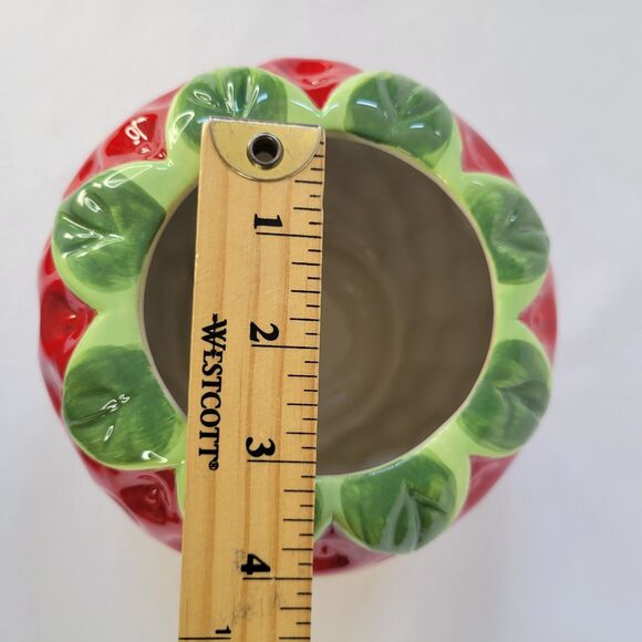 Realistic Ceramic Red Strawberry Shaped Planter Pot Vase Garden Home Decor 5"x6" - Picture 6 of 11